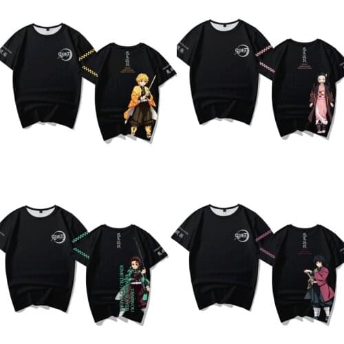 Anime Demon Slayer Kimetsu No Yaiba Tanjiro Kamado Cosplay Costumes Zenitsu Tshirts Mens T-shirts Black Print Costumes CS194