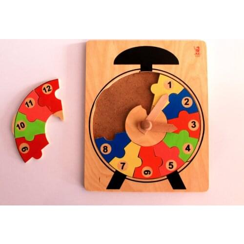 Puzzle Clock For Babies Wooden Numbers Shape Color Part Learning To Kids Educational Montesorri Model Building by Isik Oyuncak