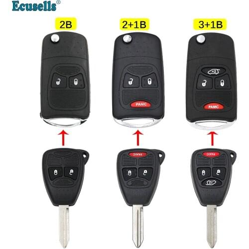 2/3/4 Button Modified Remote Key Shell Case Fob for Chrysler Pacifica Town&Country Dodge Grand Caravan Durango Jeep Liberty CY22