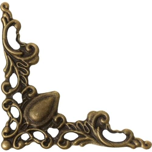 DoreenBeads Alloy Embellishments Findings Triangle Antique Bronze Flower Hollow Pattern 4.1cm(1 5/8") x 4.1cm(1 5/8"), 4 Pieces
