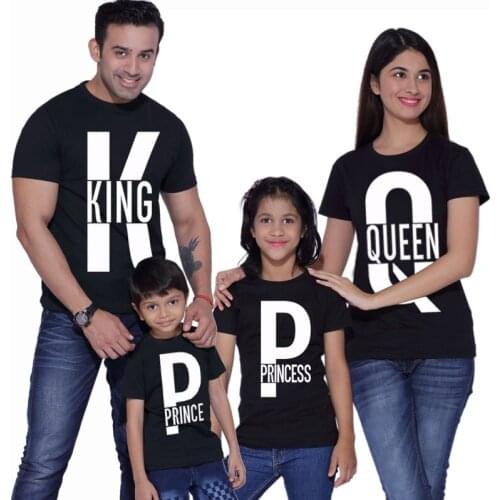 Big King Queen Prince Princess T Shirt Family Matching Outfits Mom and Dad and Children T-shirt