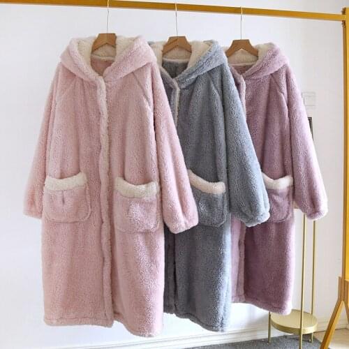 Bathrobe Winter Women Robe Flannel Pyjamas Autumn Nightwear Warm Coral Bath Female Sleepwear Robes Sexy Underwear New Arrival