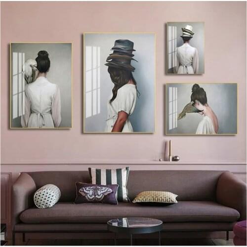 Picture Art Posters And Prints For Living Room Decor Lovely Bird Lady Home Decor Nordic Canvas Painting Wall Art Animal Figure