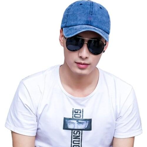 New Fashion Retro Men Women Baseball Cap Denim Soft Hat Solid Color Blue Red Pink Gray