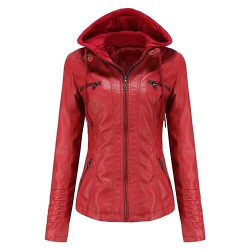 Women Motorcycle Streetwear Autumn Winter Faux Soft Leather Jackets Coats Lady Black PU Zipper Epaule