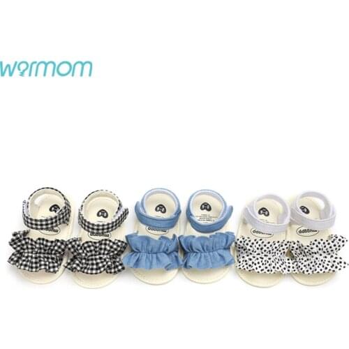 Warmom Summer Cute Cloth Bottom Solid Color Breathable Baby Soft-Soled Shoes Casual Baby Toddler Shoes Sandals