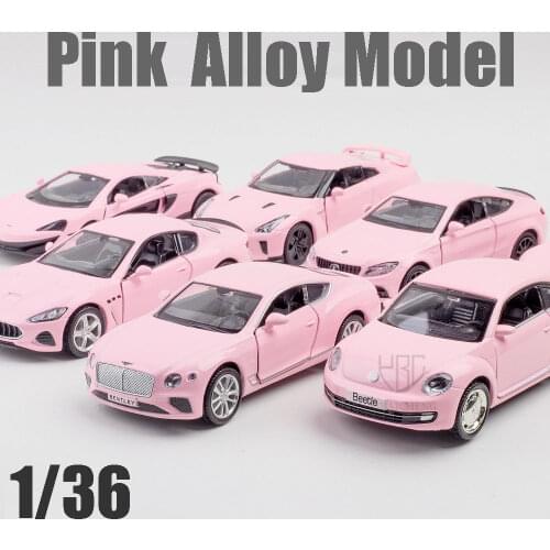 1/36 Pink Series Alloy Diecast Car Model Toys Sports Simulation Automobile Cake Decorations Childrens Girl Boy Toys Kids Gifts