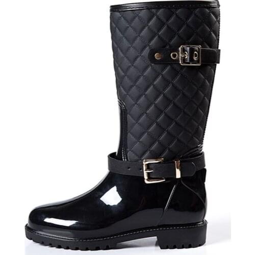 Fashion Quality Water Rain Shoes Warm Womens Plaidlady Rain Boots In The Rain Boots Ladys Rainboots Women Boots Shoes