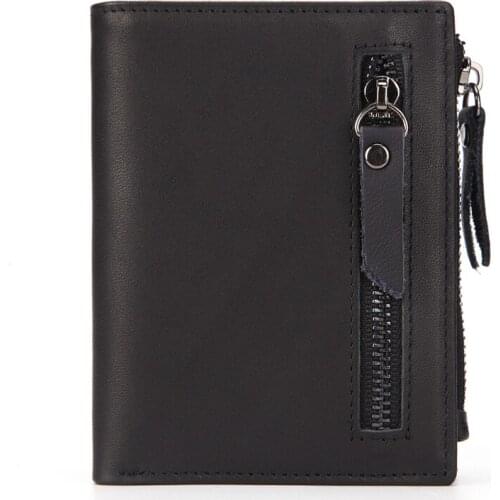 100%Genuine leather Men Wallet Business Card Holder Luxury Wallet Rfid 10 Cards Purse Organizer Wallet Case Zipper Male