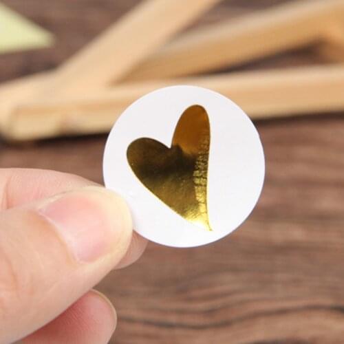 160 Pcs Round Gold Heart Adhesive Sticker Cute Sealing Label Sticker For Birthday Cards Envelope Gifts Decoration Stationery