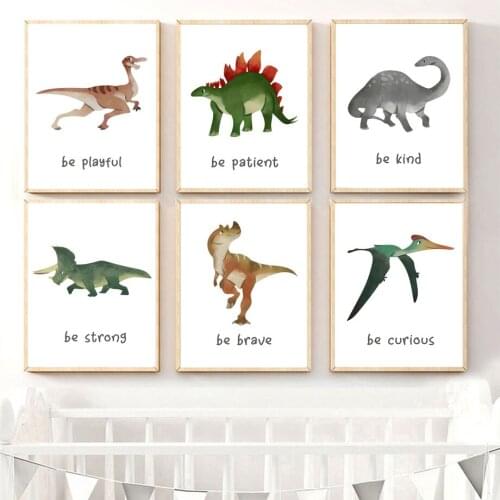 Dinosaur Stegosaurus Triceratops Baby Nursery Wall Art Canvas Painting Nordic Posters And Prints Wall Pictures Kids Room Decor