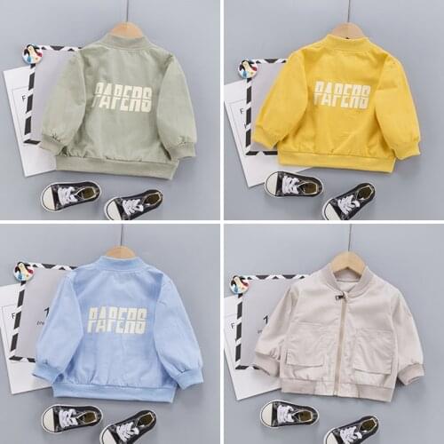 Toddler Boys Clothes Fashion Letter Printed Children Outerwear Spring Autumn Thin Section Zipper Kids Jacket 0-3 Years Baby Coat