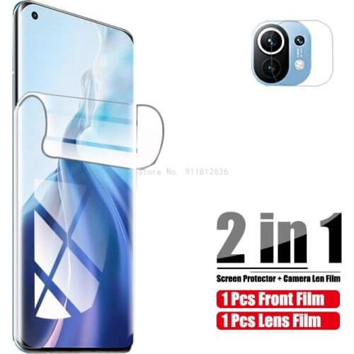 Camera Lens Film + Hydrogel Screen Protector For Xiaomi Mi 11 Ultra Mi11 Pro Clear Full Cover Hydrogel Film For Xiaomi 11 Pro
