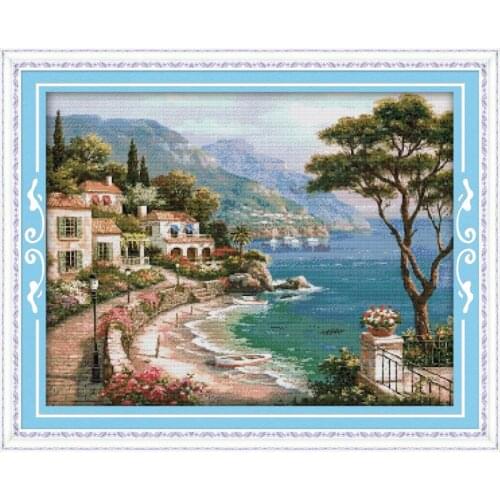 Joy Sunday Harbor of Love Stamped Cross Stitch Embroidery Needlework Kits Counted Fabric 11CT 14CT Printing Home Decoration Sets