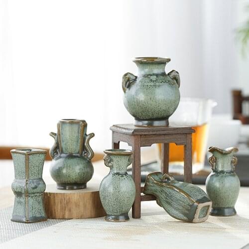 Retro Mini Ceramic Vase Flower Arrangement Ornaments Glaze Creative Home Decor Partijen Creatieve 1Pcs