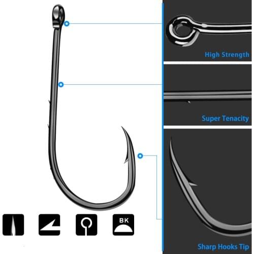 100pcs/lot Fishing Hooks Jig Barbed Hook 1#-6# High Carbon Steel Single Circle Sharp Fishhook Fishing Accessories