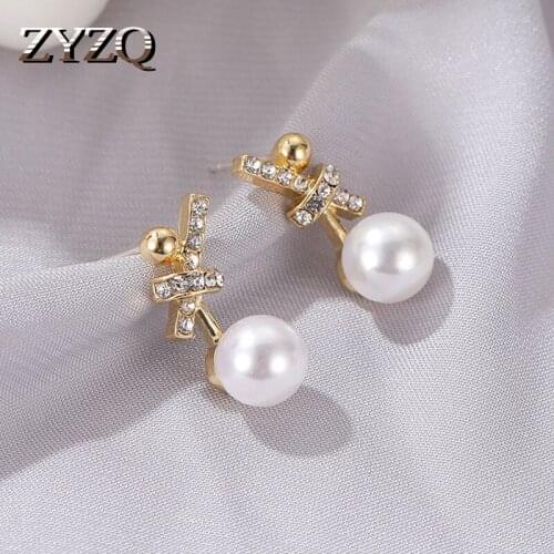 ZYZQ ins New Simple All-match Imitation Pearl Drop Earrings For Women Temperament High-end Earrings Luxury Party Jewelry 2021