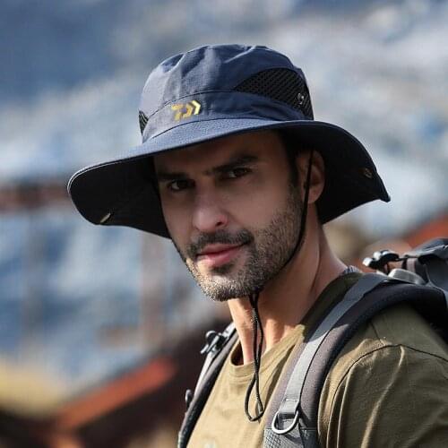 Summer Outdoor Mens Sunshade Fishing Hat Sunscreen Breathable Climbing Waterproof Quick-Drying Big Brimmed Fishing Caps