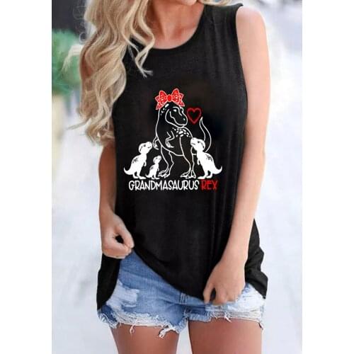 GRANDMASAURUS REX Tank top Cute Dinosaur Funny Grandma Gift Sleevele Tee Women casual 90s aesthetic vintage top drop shiping