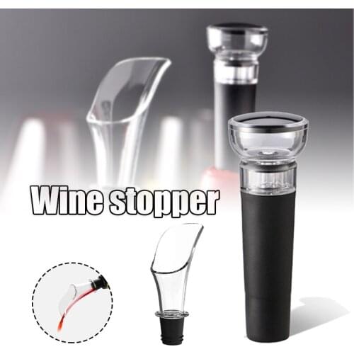 Universal Wine Pourer & Stopper Set Manual Vacuum Bottle Stopper Acrylic Aerator Pourer for Cooking Oil Liqueur ALI88