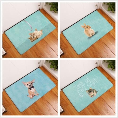 Waterproof Anti-Slip Door Mat Cute Cartoon Dog Cat Rabbit Carpets Bedroom Rug Decorative Stair Mats Home Decor Crafts