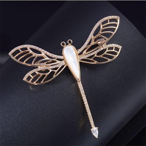 New Zirconia Dragonfly Bbrooch Elegant bijoux femme 2021 Womens Jewelry Suit Brooches Pin Couple Luxury Wedding Opal Corsage