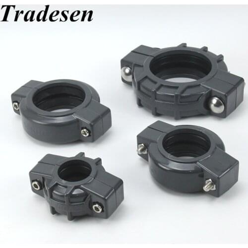 1pcs UPVC DN32-DN80 Slot sleeve joint Clamp Connector Garden Irrigation Water PVC Pipe Adapter Mechanical Pipe Connection