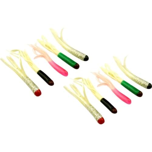 10pcs 2inch Sleeve-Fish Squid Skirts Lures Soft Fishing Baits Mixed Color Squid Skirts Lures for Fishing
