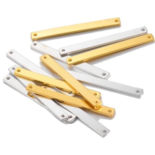 10pcs Raw Brass Long Simple 4mm Flat Bar Blank Rectangle Charms Pendant Stamping Diy For Jewelry Findings Earrings Making