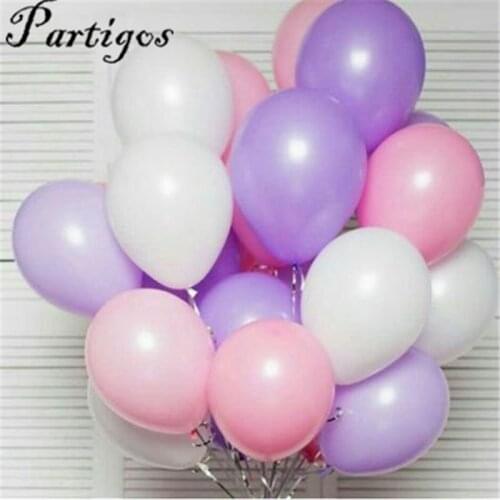 18pcs/lot 3 color 10 inch 2.2g pink white purple Latex balloons wedding birthday party decor inflatable air ball Supply