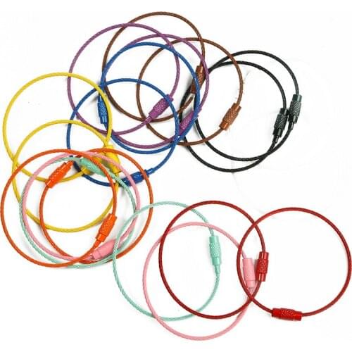 2PCS Stainless Steel Wire Keychain Cable Rope Key Holder Keyring Key Chain Rings Women Men Jewelry Wholesale