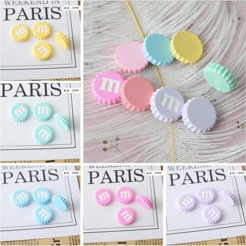 20Pcs Kawaii Cute M Beans Bottle Caps Flat Back Resin Cabochons Scrapbooking For Phone Hair Clips Deco Embellishment DIY Crafts