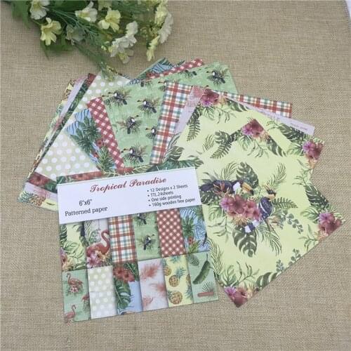 24 sheet 6"X6"Tropical Paradise of flower patterned paper Scrapbooking paper pack handmade craft paper craft Background pad