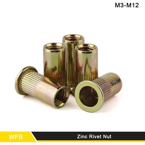 25Pieces 15Pieces M3 M4 M5 M6 M8 M10 Zinc Rivet Nut Flat Head Threaded Rivet Insert Nutsert Cap Rivet Nut
