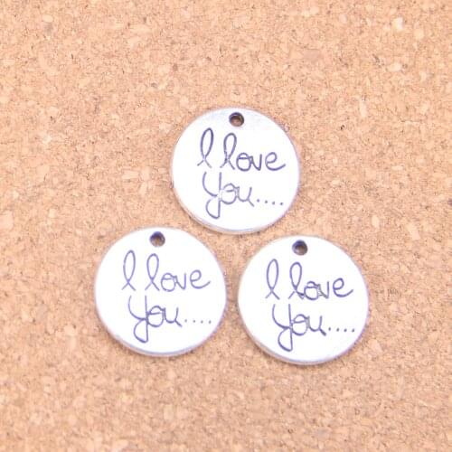 26pcs Charms circle plates I love you 20mm Antique Pendants,Vintage Tibetan Silver Jewelry,DIY for bracelet necklace