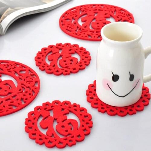 300pcs Red Coffee Tea Table Water Coaster Insulation Pad Coaster Doily Thermal Insulation Antiskid NO359