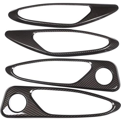 4Pcs Carbon Fiber Style Abs Plastic For Alfa Romeo Giulia 2017 2018 Car Chrome Interior Door Handle Frame Cover Trim Accessories