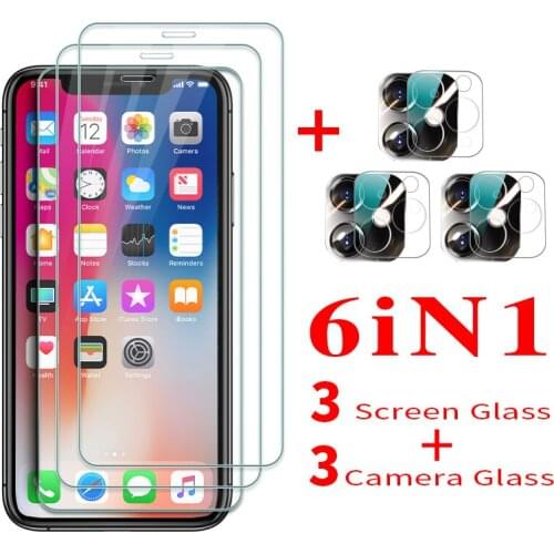 6 In 1 for iphone 12 Pro Max mini Glass Screen Protector Safety Protective Film HD for Camera Protection Glas iphone 11 12 pro