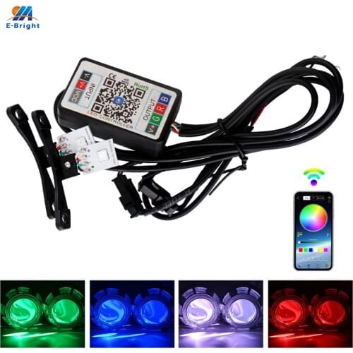YM E-Bright 1Set 5050 Evil Eyes Devil Eyes LED RGB Headlights DRL 12V DC For 2.8INCH BI Xenon Projector Lens APP Control