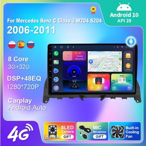 Autoradio For Mercedes Benz C Class 3 W204 S204 2006-2011 Car Radio Navigation GPS Auto Stereo Video Carplay Audio WiFi 2din DSP