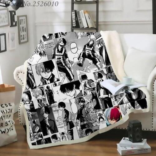Throw blanket My Hero Academia Anime 3D Velvet Plush Blanket Bedspread For Kids Girls Sherpa Blanket Couch Quilt Cover Travel 05