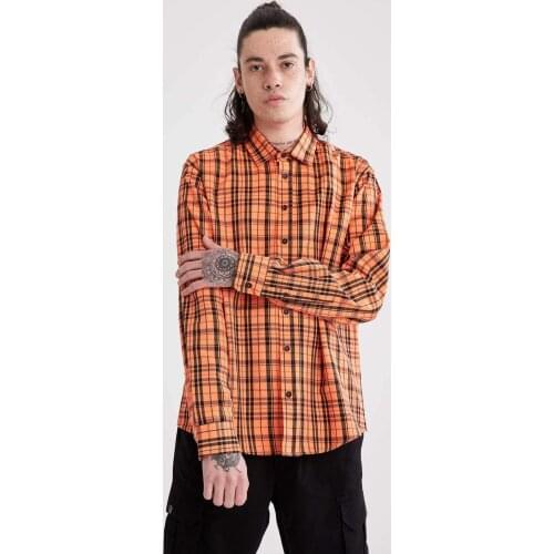 DeFacto Spring Man Shirts Regular Fit Checked Long Sleeve Shirt Regular Fit Casual Male Fashion-U3240AZ21SP