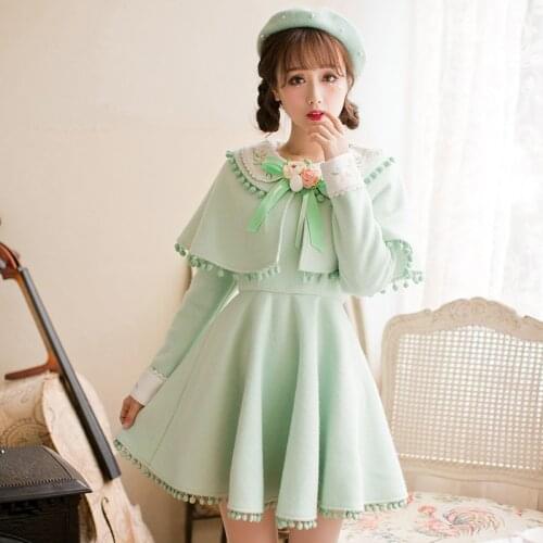 Candy rain Winter Dresses Kids women Winter Bow Cloth Princess Winter dress Girls Party Dresses Shawl + Dress C16CD6179