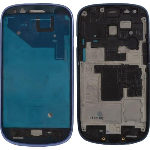 For Samsung Galaxy S3 Mini GT-I8190 Silver/Blue Color LCD Front Faceplate Housing Middle Frame Bezel