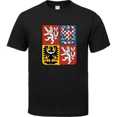 Coat of Arms of Czech Republic Printed T Shirts Streetwear Hip Hop Chinese Character Casual Short Sleeve Tops Tees Men Tshirts