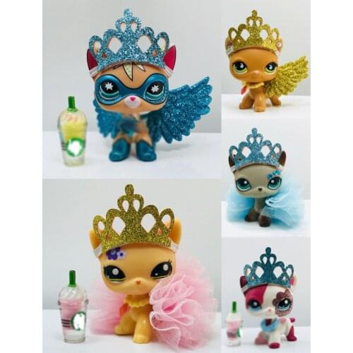 Real Pet shop collections standing Short Hair Cat Dachshund dog collie with Mini Accessories