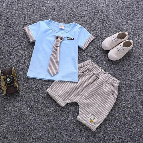 Summer Stripe Creative Baby Suit Boy Clothes Modern Design Kawaii Baby Suit Baby Kleding Jongen Clothes Baby Set BD50YE