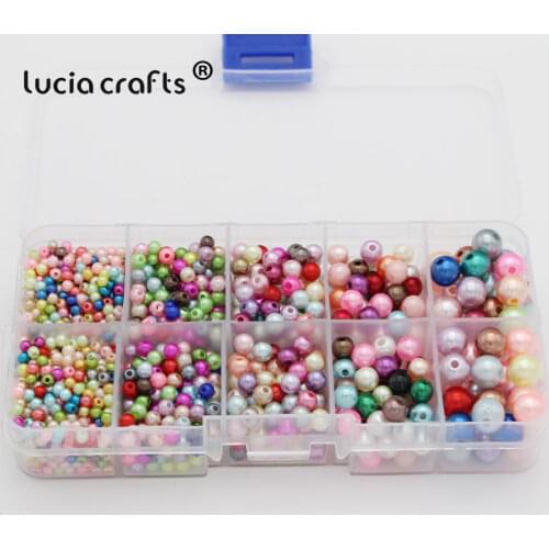 Lucia Crafts Round ABS Pearl Loose Beads With Hole For Women DIY Jewelry Necklace F1030