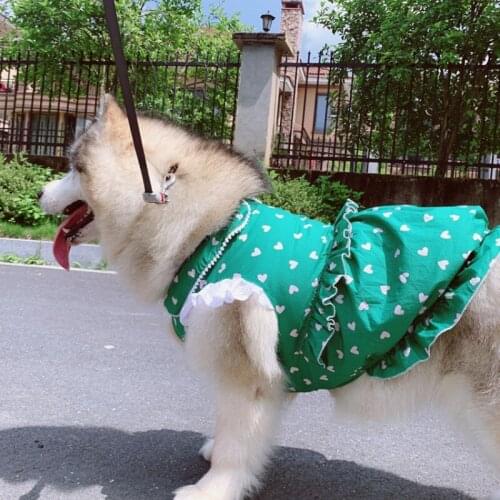 Cute Heart Dog Dress Summer Pet Dog Clothes Small Medium Large Big Dogs Clothing Dresses Schnauzer Poodle Samoyed Husky Costumes