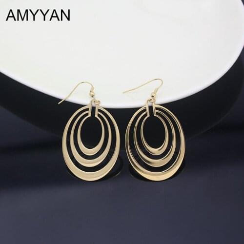 Fashion Earrings Women Jewelry Accessories Gold Color Metal Drop Earrings Stainless Steel Hook Dangle Earrings High Quality